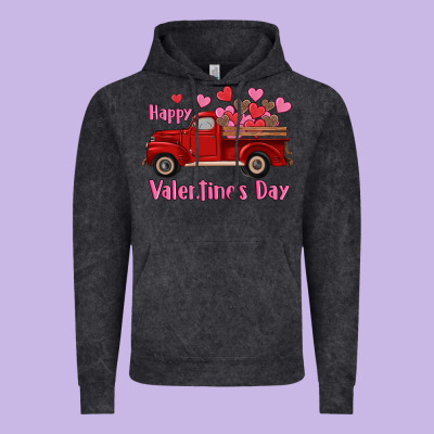 Happy Valentine's Day Truck Hearts Vintage Hoodie Designed By Ranaportraitstore