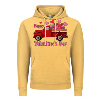 Vintage Mustard happy valentine's day truck hearts Vintage Hoodie - RanaPortraitStore
