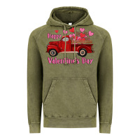Vintage Olive happy valentine's day truck hearts Vintage Hoodie - RanaPortraitStore
