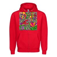 Red mardi gras crawfish leopard  seamless pattern Zipper Hoodie - FaDigitalArtStudio