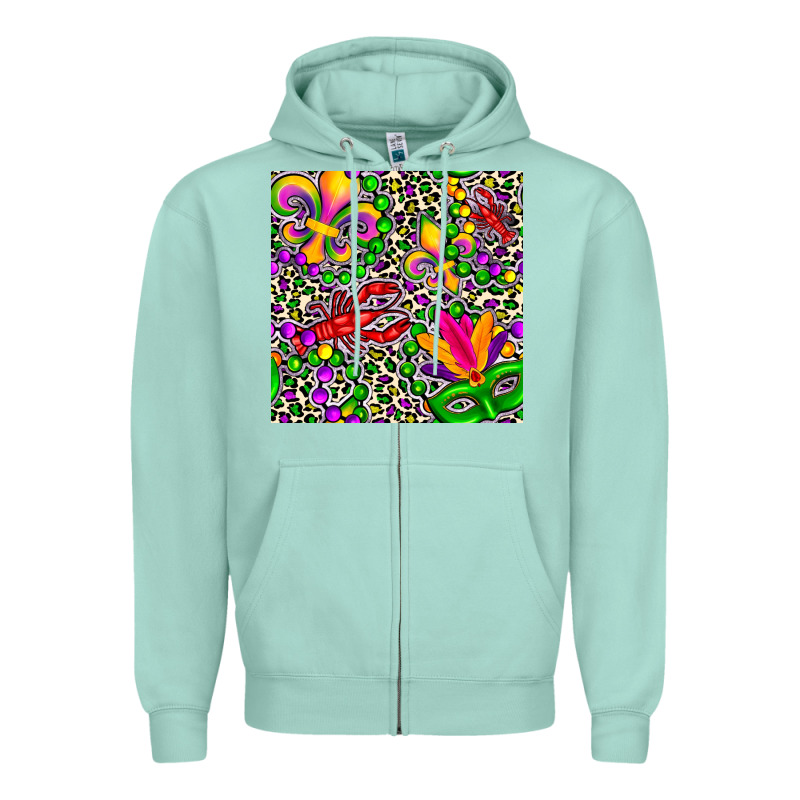 Mardi Gras Crawfish Leopard  Seamless Pattern Zipper Hoodie by FaDigitalArtStudio | Teevron
