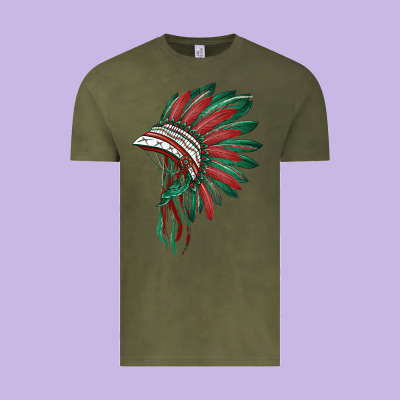 American Flag Indian Headdress Vintage Tee Designed By Barkaloodesign