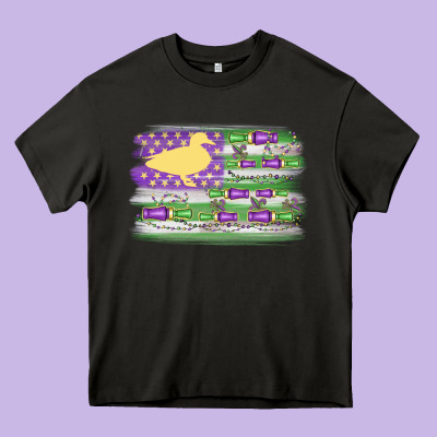 Mardi Gras Duck Call Flag Heavy Core Tee Designed By Maliassmallbusiness