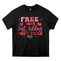Black free hugs just kidding don't touch me Heavy Core Tee - MaliasSmallBusiness