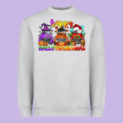 Happy Hallothanksmas Truck Heavyweight Sweatshirt Designed By Cowgirlartshop