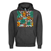 Charcoal Heather gemstone sunflower cowhide leopard seamles pattern Zipper Hoodie - FaDigitalArtStudio