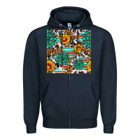 Navy gemstone sunflower cowhide leopard seamles pattern Zipper Hoodie - FaDigitalArtStudio