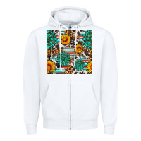 White gemstone sunflower cowhide leopard seamles pattern Zipper Hoodie - FaDigitalArtStudio