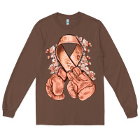 Chestnut Uterine Cancer peach ribbon with boxing gloves Long Sleeve Tee - NancyCooperArtShop