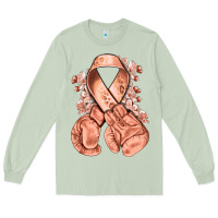 Matcha Uterine Cancer peach ribbon with boxing gloves Long Sleeve Tee - NancyCooperArtShop
