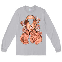 Moon Dust Uterine Cancer peach ribbon with boxing gloves Long Sleeve Tee - NancyCooperArtShop