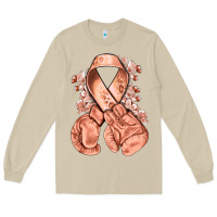 Mushroom Uterine Cancer peach ribbon with boxing gloves Long Sleeve Tee - NancyCooperArtShop