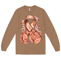 Toasted Coconut Uterine Cancer peach ribbon with boxing gloves Long Sleeve Tee - NancyCooperArtShop