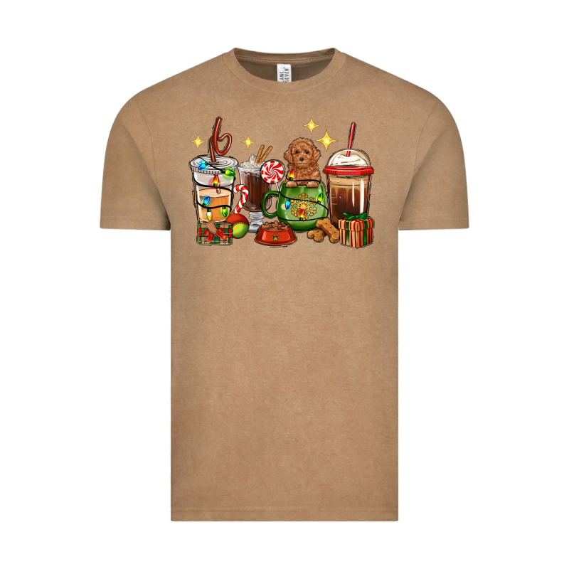 Christmas Coffee Cups With Poodle Vintage Tee by RanaPortraitStore | Teevron