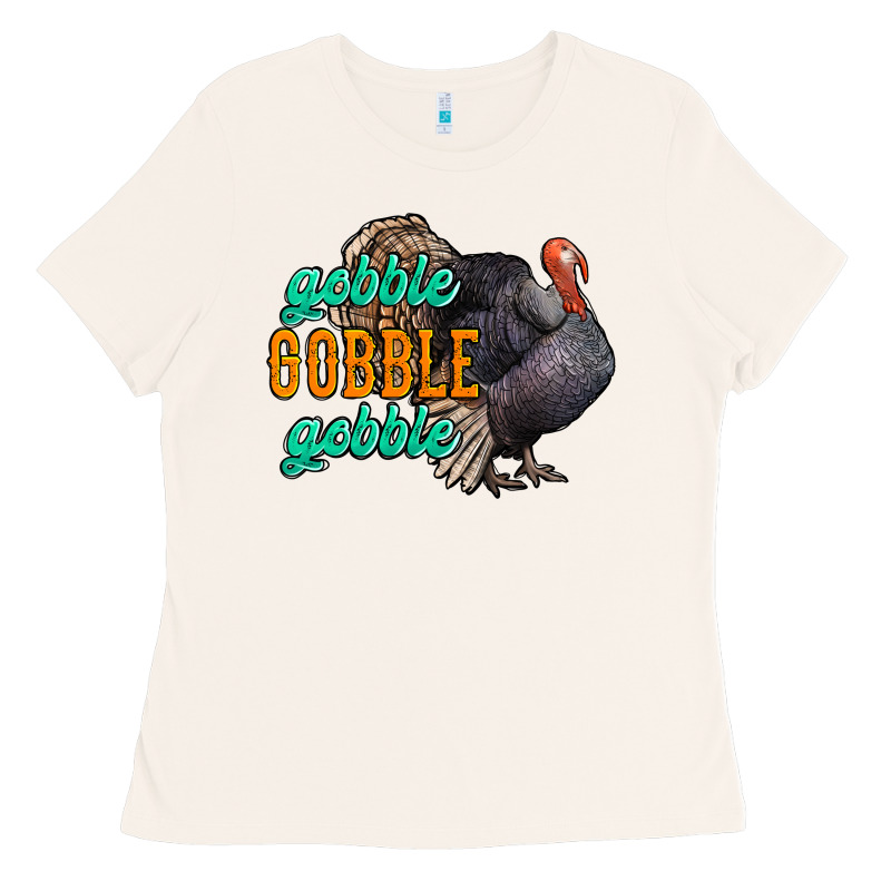 Thanksgiving Turkey Gobble Gobble Ladies Tee by NancyCooperArtShop | Teevron