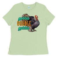 Matcha Thanksgiving turkey gobble gobble Ladies Tee - NancyCooperArtShop