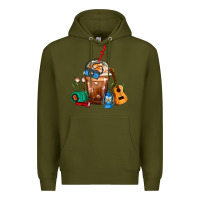 Army Green Camping Frappe Coffee Premium Hoodie - FaDigitalArtStudio