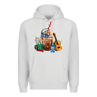 Dove Grey Camping Frappe Coffee Premium Hoodie - FaDigitalArtStudio
