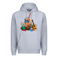 Heather Grey Camping Frappe Coffee Premium Hoodie - FaDigitalArtStudio