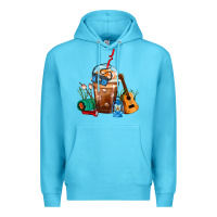 Ocean Blue Camping Frappe Coffee Premium Hoodie - FaDigitalArtStudio
