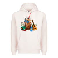 Pale Pink Camping Frappe Coffee Premium Hoodie - FaDigitalArtStudio