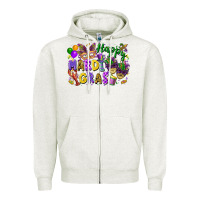 Oatmeal Heather Happy Mardi Gras Zipper Hoodie - FaDigitalArtStudio