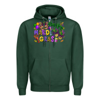 Sports Green Happy Mardi Gras Zipper Hoodie - FaDigitalArtStudio