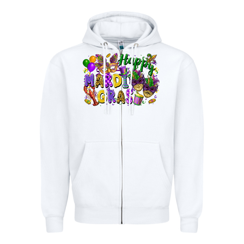 Happy Mardi Gras Zipper Hoodie by FaDigitalArtStudio | Teevron