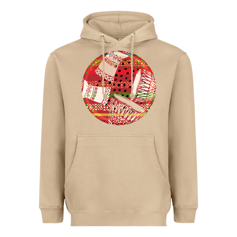 African Fabric Pattern Round Earrings 2 Heavyweight Hoodie by BundleAndBundleShop | Teevron