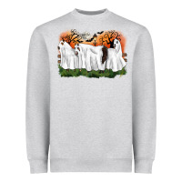 Heather Grey ghost horses halloween Heavyweight Sweatshirt - CowGirlArtShop