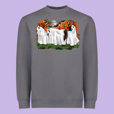 Ghost Horses Halloween Heavyweight Sweatshirt Designed By Cowgirlartshop