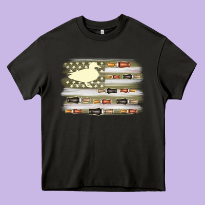 Duck Hunter Flag Heavy Core Tee Designed By Maliassmallbusiness