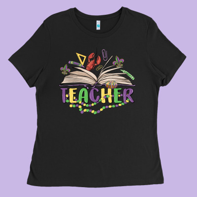 Teacher Mardi Gras Ladies Tee Designed By Maliassmallbusiness