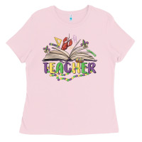 Bubblegum Pink teacher mardi gras Ladies Tee - MaliasSmallBusiness