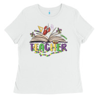 White teacher mardi gras Ladies Tee - MaliasSmallBusiness