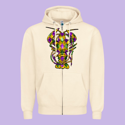 Mardi Gras Crawfish Zipper Hoodie Designed By Fadigitalartstudio