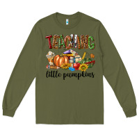 Army Green Teaching Little Pumpkins Long Sleeve Tee - texasbilliewilder