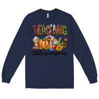 Navy Teaching Little Pumpkins Long Sleeve Tee - texasbilliewilder