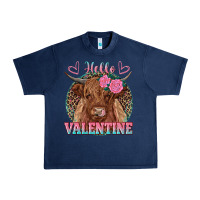 Navy hello valentine highland cow Urban Heavy Tee - RanaPortraitStore