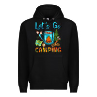 Black Let's Go Camping Coffee Mug Premium Hoodie - FaDigitalArtStudio