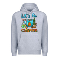 Heather Grey Let's Go Camping Coffee Mug Premium Hoodie - FaDigitalArtStudio