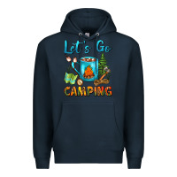 Navy Let's Go Camping Coffee Mug Premium Hoodie - FaDigitalArtStudio