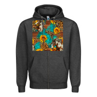 Charcoal Heather western horse and sunflower seamless pattern Zipper Hoodie - FaDigitalArtStudio