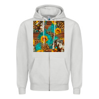 Dove Grey western horse and sunflower seamless pattern Zipper Hoodie - FaDigitalArtStudio