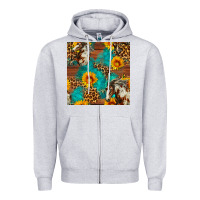 Heather Grey western horse and sunflower seamless pattern Zipper Hoodie - FaDigitalArtStudio