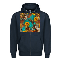 Navy western horse and sunflower seamless pattern Zipper Hoodie - FaDigitalArtStudio