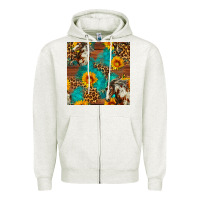 Oatmeal Heather western horse and sunflower seamless pattern Zipper Hoodie - FaDigitalArtStudio