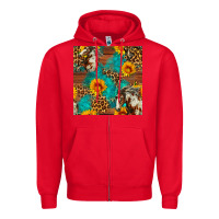 Red western horse and sunflower seamless pattern Zipper Hoodie - FaDigitalArtStudio