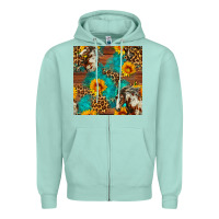 Seafoam western horse and sunflower seamless pattern Zipper Hoodie - FaDigitalArtStudio