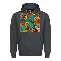 Smoke western horse and sunflower seamless pattern Zipper Hoodie - FaDigitalArtStudio